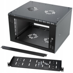 Skriňa 19"RACK závesná 6U/540x450, +Pevná polica, +Maskovací panel ...